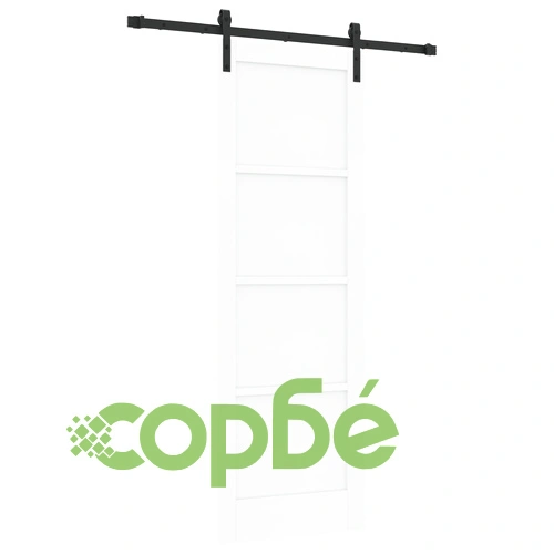 Плъзгаща се врата от масивно борово дърво в бяло с комплект аксесоари 73.5x211 см ➤ топ цена ➤ sorbe.bg