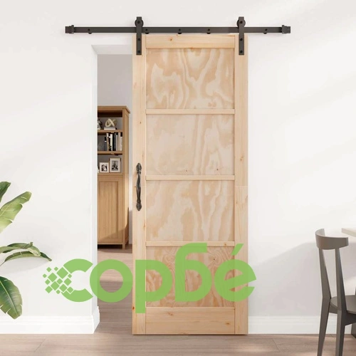 Плъзгаща се врата от масивно борово дърво 78x202 см с метален механизъм ➤ топ цена ➤ sorbe.bg