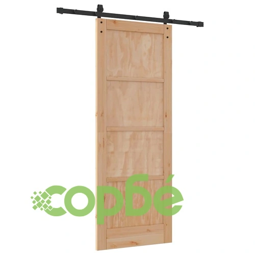 Плъзгаща се врата от масивно борово дърво 78x202 см с метален механизъм ➤ топ цена ➤ sorbe.bg