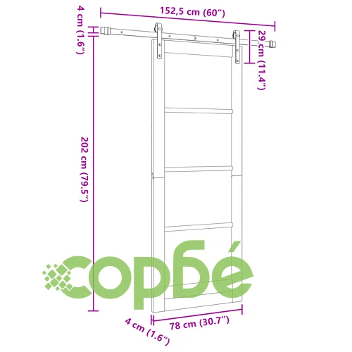 Плъзгаща се врата от масивно борово дърво с комплект аксесоари, бяла, 78х202 см ➤ топ цена ➤ sorbe.bg