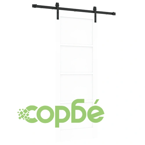 Плъзгаща се врата от масивно борово дърво с комплект аксесоари, бяла, 78х202 см ➤ топ цена ➤ sorbe.bg