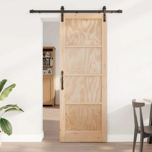 Плъзгаща се врата от масивно борово дърво 78x211 см с монтажен комплект