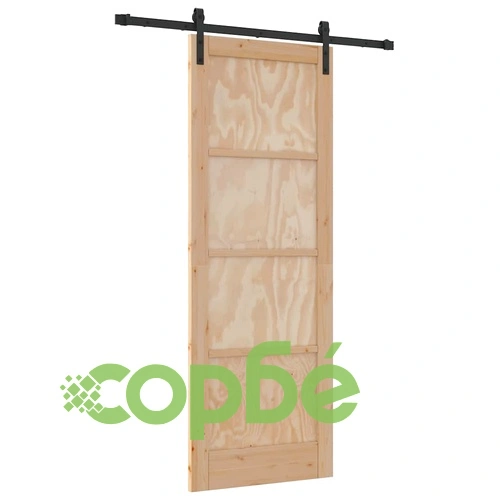 Плъзгаща се врата от масивно борово дърво 78x211 см с монтажен комплект ➤ топ цена ➤ sorbe.bg