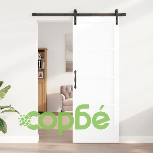 Плъзгаща врата от масивно борово дърво с комплект за монтаж, бяла, 78x211 см ➤ топ цена ➤ sorbe.bg