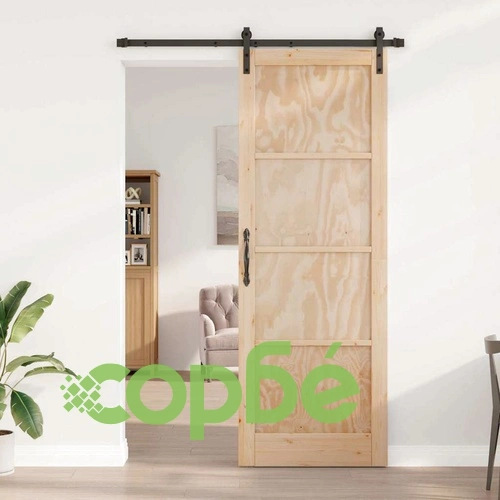 Плъзгаща се врата от масивно дърво бор с комплект механизъм 83x232 см ➤ топ цена ➤ sorbe.bg