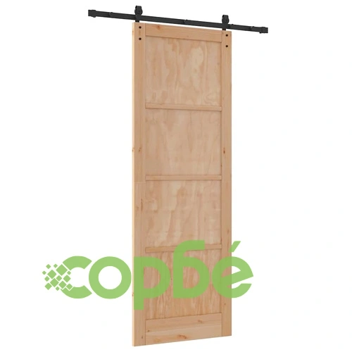 Плъзгаща се врата от масивно дърво бор с комплект механизъм 83x232 см ➤ топ цена ➤ sorbe.bg