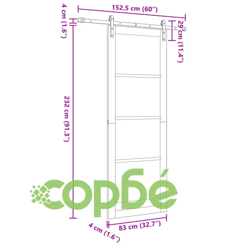 Плъзгаща се врата от масивно дърво с монтажен комплект, бяла, 83x232 см ➤ топ цена ➤ sorbe.bg