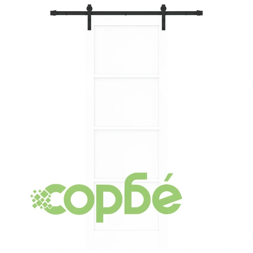 Плъзгаща се врата от масивно дърво с монтажен комплект, бяла, 83x232 см ➤ топ цена ➤ sorbe.bg