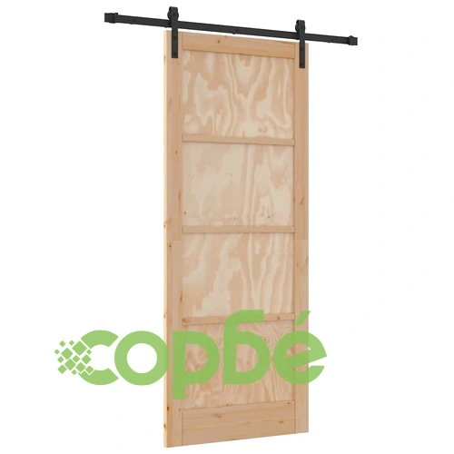Плъзгаща се врата от масивно борово дърво 86x211 см с монтажен комплект ➤ топ цена ➤ sorbe.bg