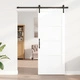 Плъзгаща врата от борово дърво с монтажен комплект, бяла, 86x211 см