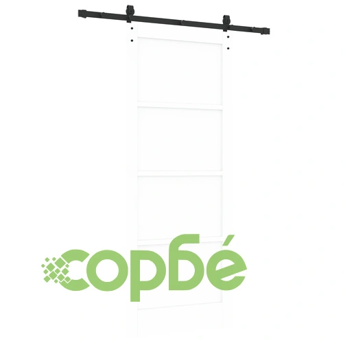 Плъзгаща врата от борово дърво с монтажен комплект, бяла, 86x211 см ➤ топ цена ➤ sorbe.bg