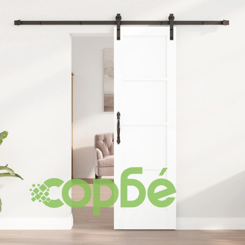 Плъзгаща се врата от масивен бор с монтажен комплект, бяла, 61x198.5 см ➤ топ цена ➤ sorbe.bg