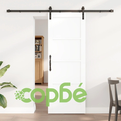 Плъзгаща Врата с Комплект за Монтаж от Масивна Борова Дървесина, Бяла, 73.5x198.5 см ➤ топ цена ➤ sorbe.bg