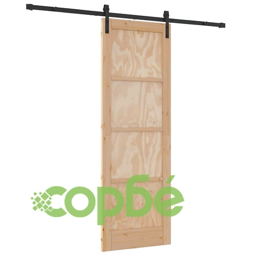 Плъзгаща се врата от масивен бор с хардуер комплект 73.5x211 см ➤ топ цена ➤ sorbe.bg