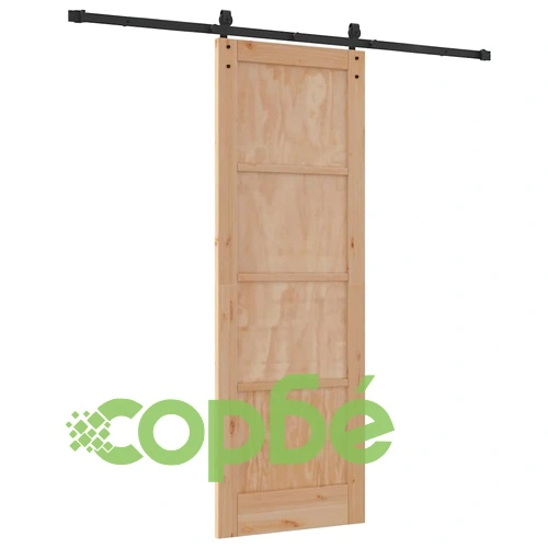 Плъзгаща се врата от масивен бор с хардуер комплект 73.5x211 см ➤ топ цена ➤ sorbe.bg