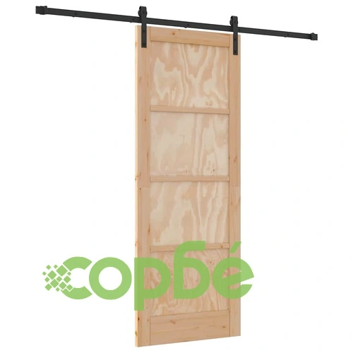 Плъзгаща се врата с механизъм 78x202 см масивна борова дървесина ➤ топ цена ➤ sorbe.bg