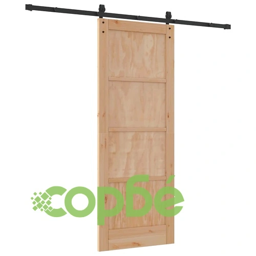Плъзгаща се врата с механизъм 78x202 см масивна борова дървесина ➤ топ цена ➤ sorbe.bg