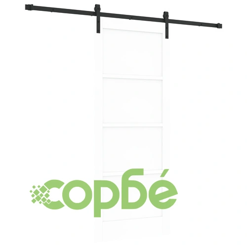 Плъзгаща се врата от дървесен композит - бяла с черни елементи, 83 x 202 см ➤ топ цена ➤ sorbe.bg