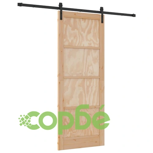 Плъзгаща се врата от масивна борова дървесина 83x211 см с релсов механизъм ➤ топ цена ➤ sorbe.bg