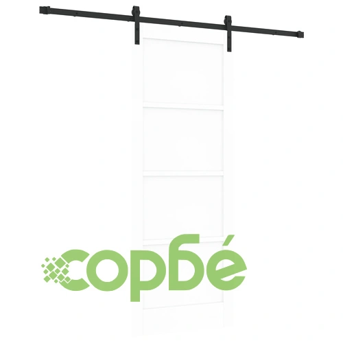 Плъзгаща се врата от масивен бор с комплект за монтаж, Бяла 83x211x4 см ➤ топ цена ➤ sorbe.bg