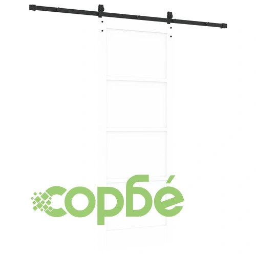 Плъзгаща се врата от масивен бор с комплект за монтаж, Бяла 83x211x4 см ➤ топ цена ➤ sorbe.bg