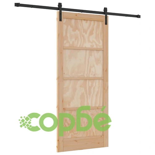 Плъзгаща се врата от масивен бор 86 x 198.5 см с релсов механизъм ➤ топ цена ➤ sorbe.bg