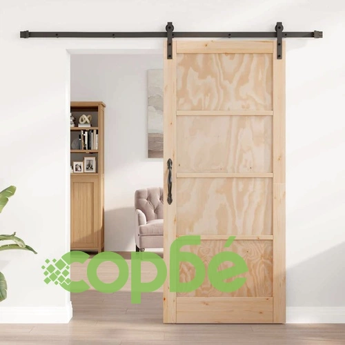 Плъзгаща се врата от масивен бор 86 x 198.5 см с релсов механизъм ➤ топ цена ➤ sorbe.bg