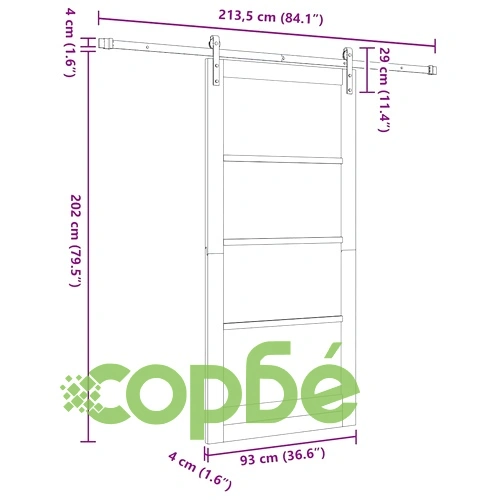 Плъзгаща се врата от естествено дърво бор 93x202 см с хардуер комплект ➤ топ цена ➤ sorbe.bg