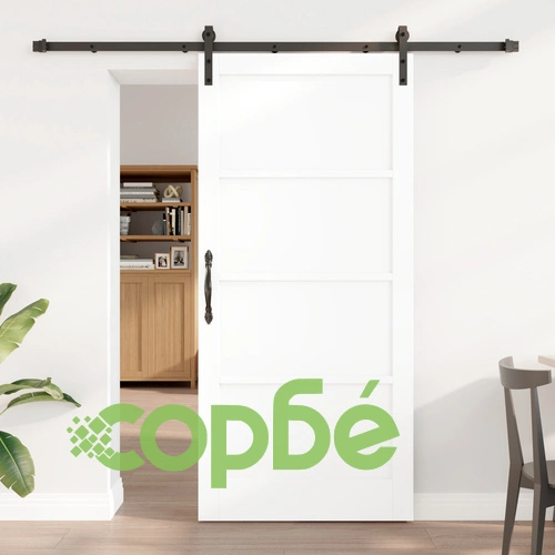 Плъзгаща врата с комплект за монтаж от МДФ, Бяла, 93x202 см ➤ топ цена ➤ sorbe.bg