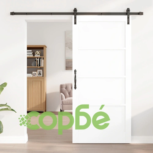 Плъзгаща врата с комплект за монтаж от МДФ, Бяла, 93x202 см ➤ топ цена ➤ sorbe.bg