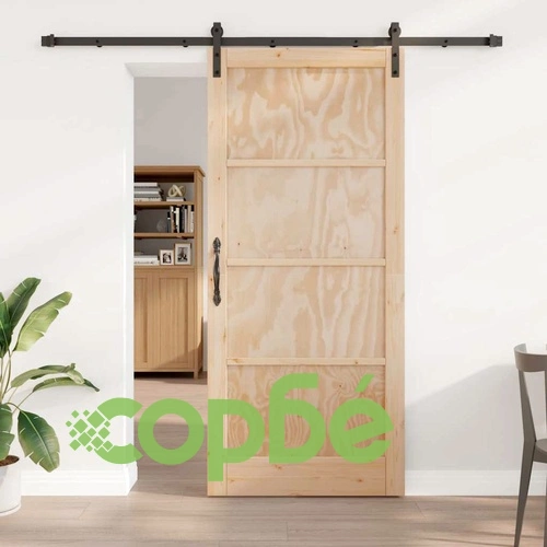 Плъзгаща се врата от масивно борово дърво 93x211 см с хардуер ➤ топ цена ➤ sorbe.bg
