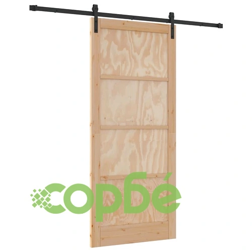 Плъзгаща се врата от масивно борово дърво 93x211 см с хардуер ➤ топ цена ➤ sorbe.bg