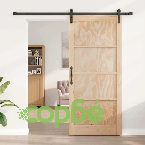 Плъзгаща се врата от масивно борово дърво 93x211 см с хардуер ➤ топ цена ➤ sorbe.bg