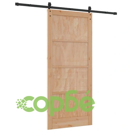 Плъзгаща се врата от масивно борово дърво 93x211 см с хардуер ➤ топ цена ➤ sorbe.bg