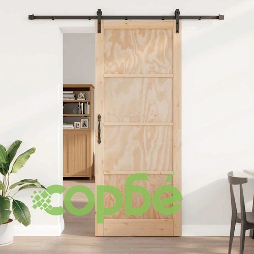 Плъзгаща се врата от естествено борово дърво 93x232 см с комплект фурнитура ➤ топ цена ➤ sorbe.bg