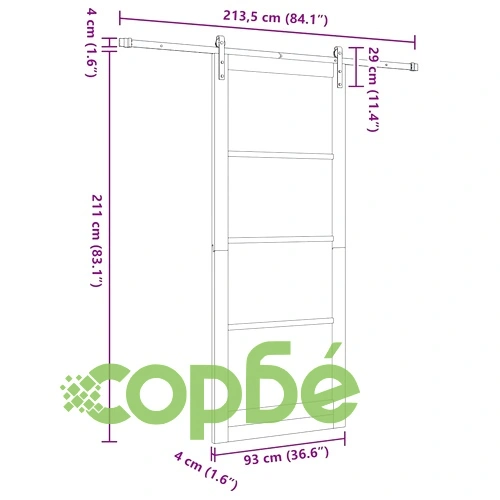 Плъзгаща се врата от естествено борово дърво 93x232 см с комплект фурнитура ➤ топ цена ➤ sorbe.bg