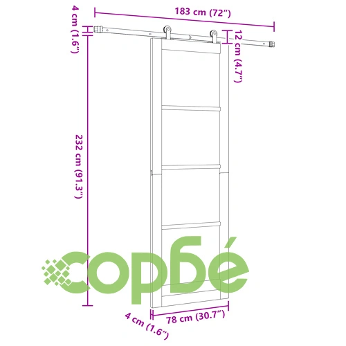 Плъзгаща се интериорна врата ORKDAL от масивен бор, бяла, 78x232x4 см с комплект механизми ➤ топ цена ➤ sorbe.bg