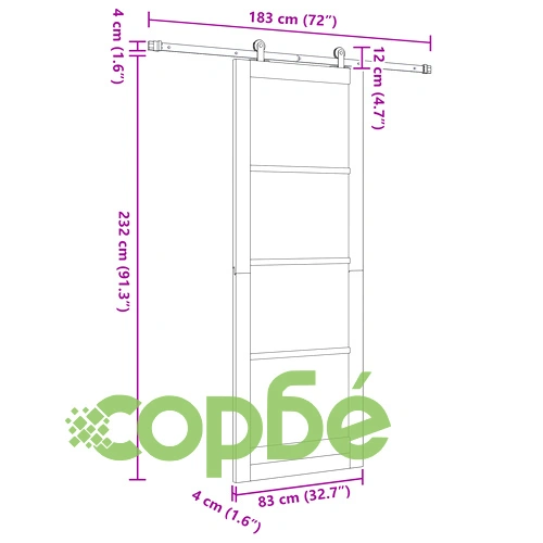 Плъзгаща врата ORKDAL 83x232 см от масивна борова дървесина с комплект принадлежности ➤ топ цена ➤ sorbe.bg