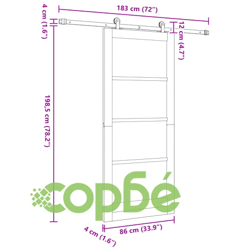 Плъзгаща врата от масивна борова дървесина с комплект за монтаж, бяла, 86x198.5x4 см, ORKDAL ➤ топ цена ➤ sorbe.bg