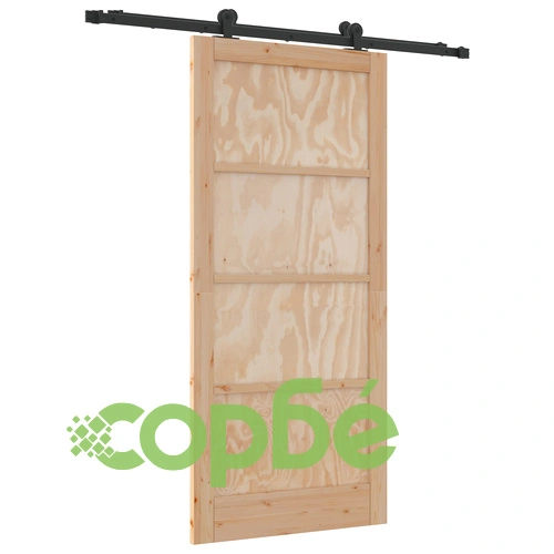 Плъзгаща врата от масивна борова дървесина 93x202 см с монтажен комплект, Интериорна врата ➤ топ цена ➤ sorbe.bg