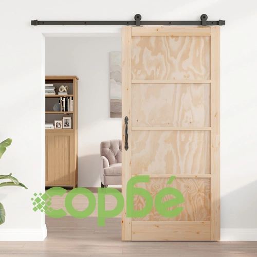 Плъзгаща врата от масивна борова дървесина 93x202 см с монтажен комплект, Интериорна врата ➤ топ цена ➤ sorbe.bg