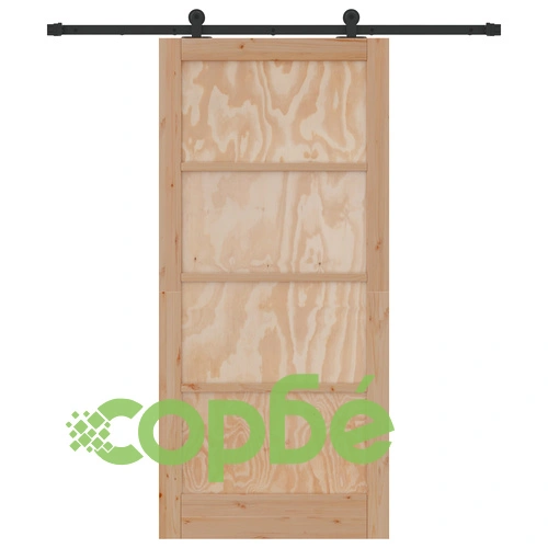 Плъзгаща врата от масивна борова дървесина 93x202 см с монтажен комплект, Интериорна врата ➤ топ цена ➤ sorbe.bg