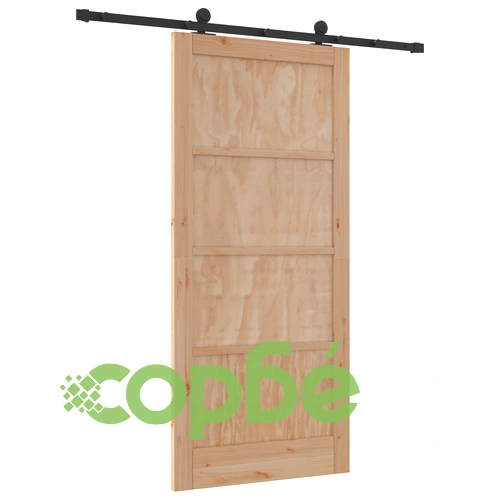 Плъзгаща врата от масивна борова дървесина 93x202 см с монтажен комплект, Интериорна врата ➤ топ цена ➤ sorbe.bg