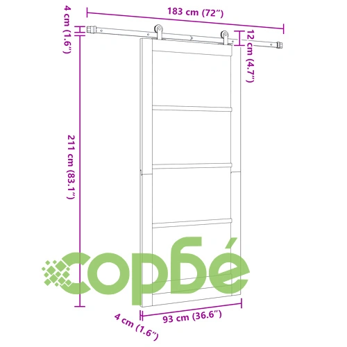 Плъзгаща се врата от масивно дърво бор ORKDAL, бяла, 93x211x4 см с комплект за монтаж ➤ топ цена ➤ sorbe.bg