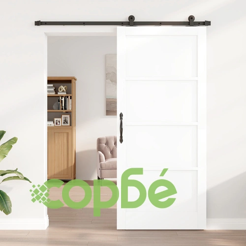 Плъзгаща се врата от масивно дърво бор ORKDAL, бяла, 93x211x4 см с комплект за монтаж ➤ топ цена ➤ sorbe.bg