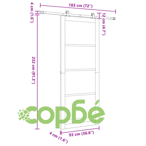 Плъзгаща врата ORKDAL с механизъм, Бяла 93x232x4 см, Масивно борово дърво ➤ топ цена ➤ sorbe.bg