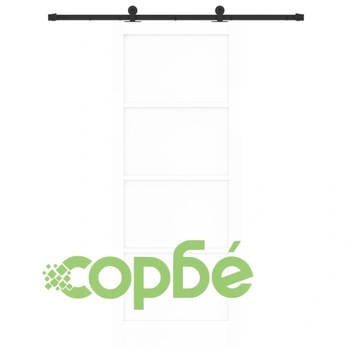 Плъзгаща врата ORKDAL с механизъм, Бяла 93x232x4 см, Масивно борово дърво ➤ топ цена ➤ sorbe.bg