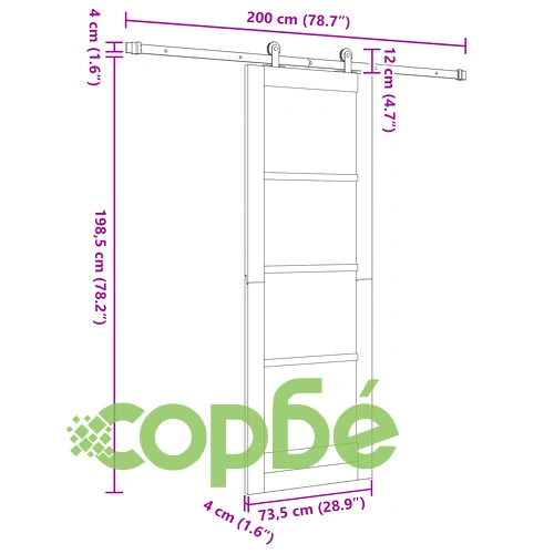 Интериорна плъзгаща врата ORKDAL от масивна бор, бяла, 73.5x198.5 см ➤ топ цена ➤ sorbe.bg