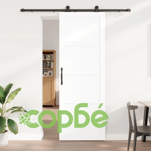 Плъзгаща Врата ORKDAL от Масивно Борово Дърво, Бяла, 83x232x4 см с Комплект Аксесоари ➤ топ цена ➤ sorbe.bg