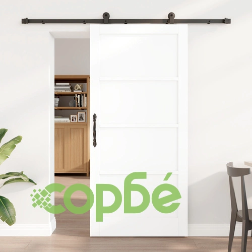 Плъзгаща Врата ORKDAL от Масивен Бор с Комплект за Монтаж, Бяла 93x202x4 см ➤ топ цена ➤ sorbe.bg